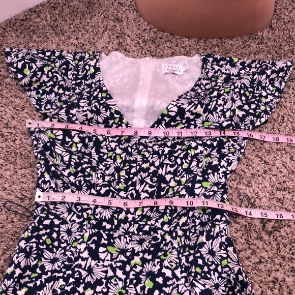 Tanya Taylor Avalon Jumpsuit Size 0 Blue Floral Linen Blend Ruffle Wide Leg - Picture 10 of 14